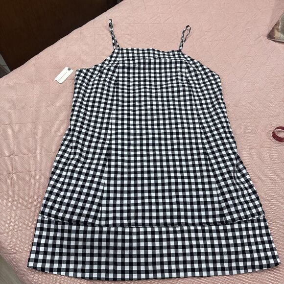 NWT Anthropologie Apron-Style Mini Dress Black & White Check W/Pockets Sz Large - Picture 6 of 10
